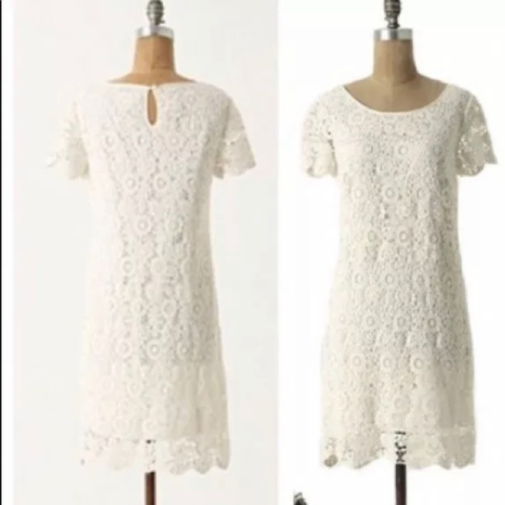 ANTHROPOLOGIE Horkelia Moulinette Soeurs ivory   Dress 4 crochet grad wedding
